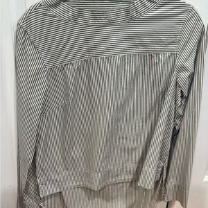 J. Crew Black and White Striped Long Sleeve Shirt for women green and white